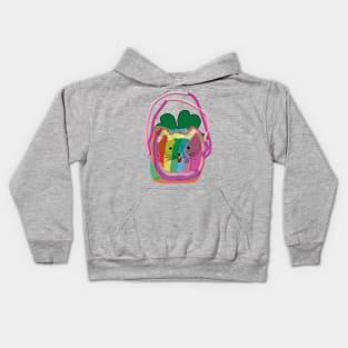 St Patricks Day Shamrock Cat Kids Hoodie